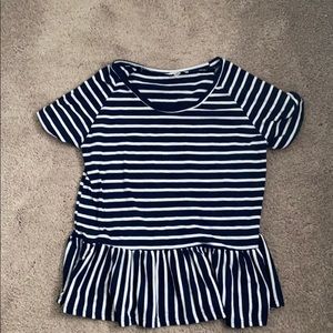 Peplum navy and white stripes tee